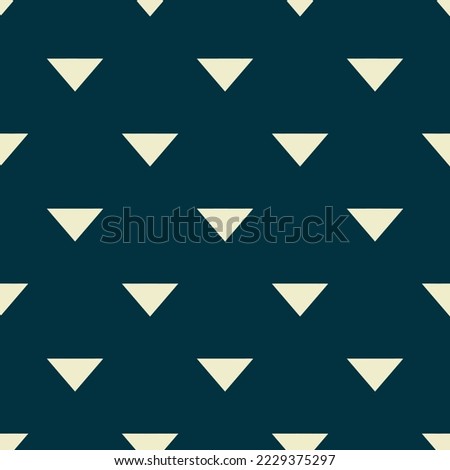 Seamless repeating caret down sharp flat icon pattern, rich black and eggshell color. Design for wrapping paper or postcard.