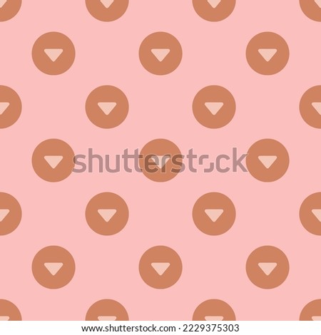Seamless repeating caret down circle flat icon pattern, tea rose (rose) and pale copper color. Design for wrapping paper or postcard.