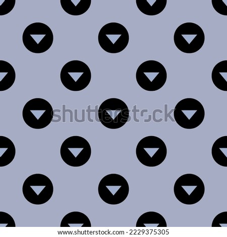 Seamless repeating caret down circle sharp flat icon pattern, wild blue yonder and black color. Design for wrapping paper or postcard.