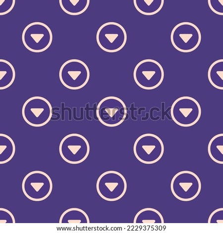 Seamless repeating caret down circle outline flat icon pattern, regalia and unbleached silk color. Design for wrapping paper or postcard.