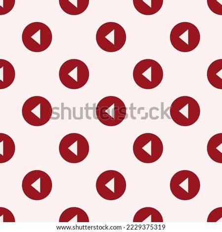 Seamless repeating caret back circle sharp flat icon pattern, isabelline and ruby red color. Design for wrapping paper or postcard.