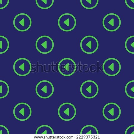 Seamless repeating caret back circle outline flat icon pattern, st. patrick's blue and paris green color. Design for wrapping paper or postcard.