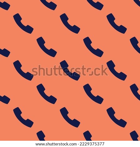 Seamless repeating call sharp flat icon pattern, pale copper and oxford blue color. Design for wrapping paper or postcard.