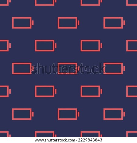 Seamless repeating battery dead sharp flat icon pattern, charcoal and red-orange color. Design for wrapping paper or postcard.