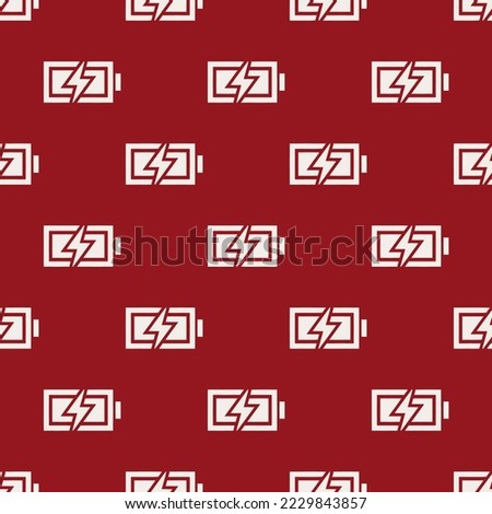Seamless repeating battery charging sharp flat icon pattern, ruby red and isabelline color. Design for wrapping paper or postcard.