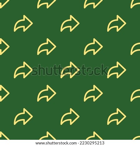 Seamless repeating arrow redo outline flat icon pattern, hunter green and mellow yellow color. Design for wrapping paper or postcard.