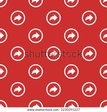 Seamless repeating arrow redo circle outline flat icon pattern, persian red and white smoke color. Design for wrapping paper or postcard.