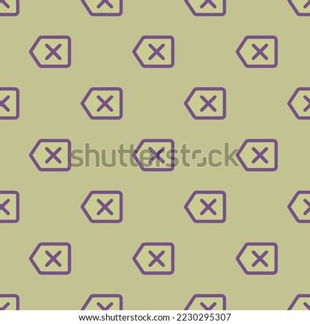 Seamless repeating backspace outline flat icon pattern, medium spring bud and dark lavender color. Design for wrapping paper or postcard.