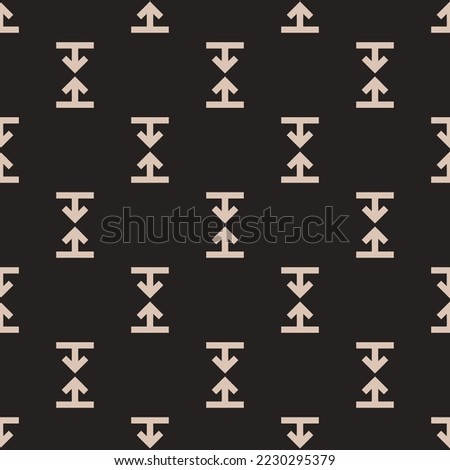 Seamless repeating arrows merge alt v flat icon pattern, dark jungle green and desert sand color. Design for wrapping paper or postcard.