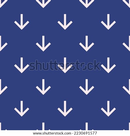 Seamless repeating arrow down sharp flat icon pattern, st. patrick's blue and linen color. Design for wrapping paper or postcard.