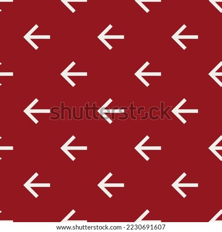 Seamless repeating arrow back sharp flat icon pattern, ruby red and isabelline color. Design for wrapping paper or postcard.