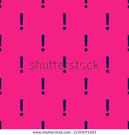 Seamless repeating alert sharp flat icon pattern, vivid cerise and oxford blue color. Design for wrapping paper or postcard.