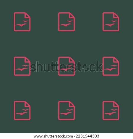 Seamless repeating file openoffice flat icon pattern, charcoal and brick red color. Background for music sheet.