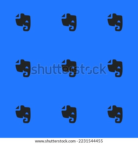 Seamless repeating evernote flat icon pattern, blue (crayola) and dark jungle green color. Background for flyer.