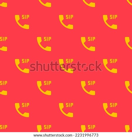 Seamless repeating dialer sip flat icon pattern, coral red and golden poppy color. Background for story.
