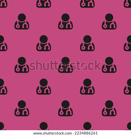 Seamless repeating tiling user md flat icon pattern of fuchsia rose and dark jungle green color. Background for news report.