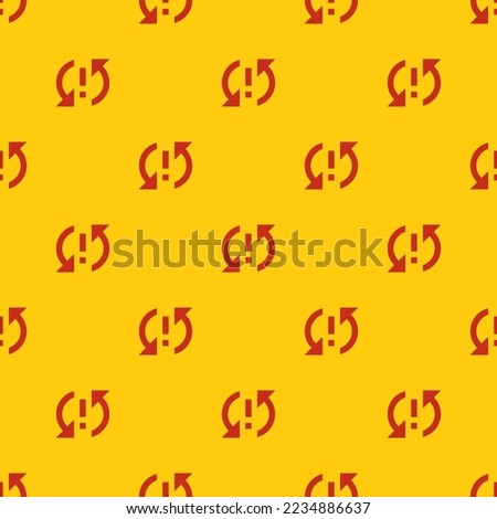 Seamless repeating tiling sync problem flat icon pattern of yellow (ncs) and dark pastel red color. Background for quotes.
