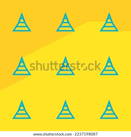 Seamless repeating tiling chart funnel plot flat icon pattern of banana yellow and dark turquoise color. Background for anniversary postcard.