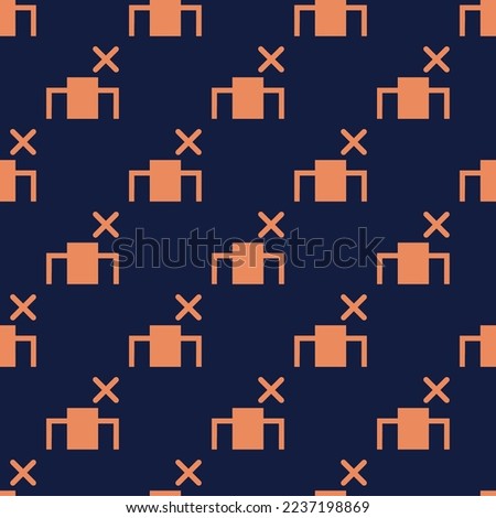 Seamless repeating tiling delete column flat icon pattern of oxford blue and pale copper color. Background for letter.
