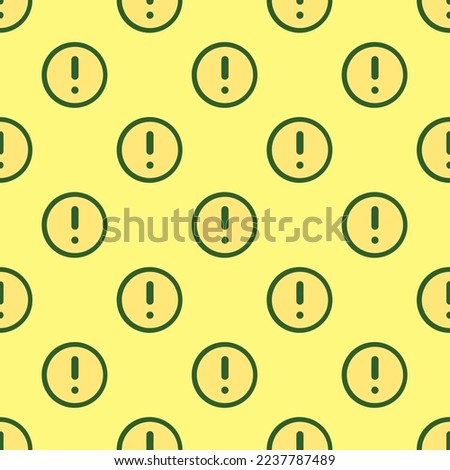 Seamless repeating tiling warning o flat icon pattern of mellow yellow and hunter green color. Design for document cover.
