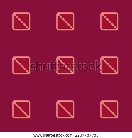 Seamless repeating tiling slash flat icon pattern of vivid burgundy and light coral color. Backgorund for tablet.