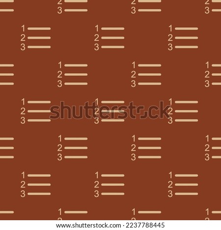 Seamless repeating tiling list ol flat icon pattern of burnt umber and burlywood color. Background for advertisment.