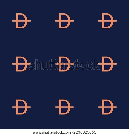 Seamless repeating tiling font strikethrough flat icon pattern of oxford blue and pale copper color. Background for wedding invitation.