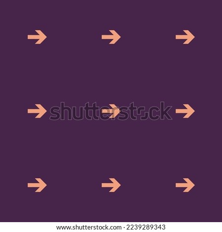 Seamless repeating tiling arrow right flat icon pattern of purple taupe and light salmon color. Background for story.