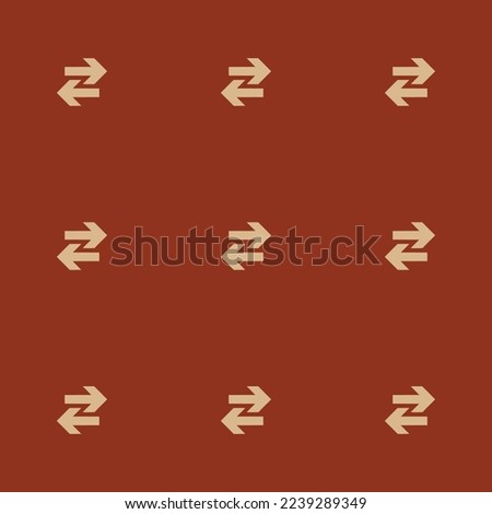 Seamless repeating tiling arrow right left flat icon pattern of burnt umber and burlywood color. Background for slogan.