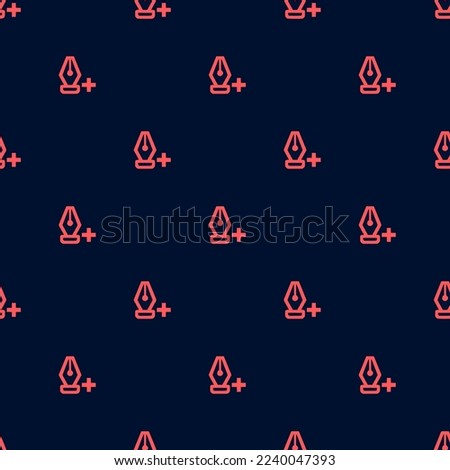 Seamless repeating tiling vector pen add flat icon pattern of oxford blue and red-orange color. Design for album cover.