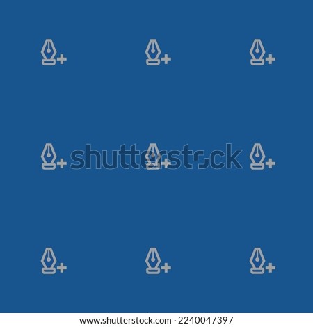 Seamless repeating tiling vector pen add flat icon pattern of yale blue and dark gray color. Background for UI design.