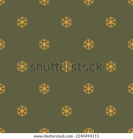 Seamless repeating tiling starwars sith flat icon pattern of umber and satin sheen gold color. Design for quiz.