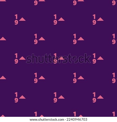Seamless repeating tiling sort numeric ascending flat icon pattern of persian indigo and blush color. Design for announcement.