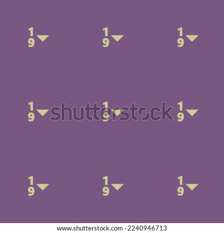 Seamless repeating tiling sort numeric descending flat icon pattern of dark lavender and medium spring bud color. Design for postcard.