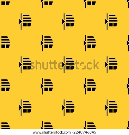 Seamless repeating tiling sidebar right collapse flat icon pattern of banana yellow and black color. Design for wrapping paper.