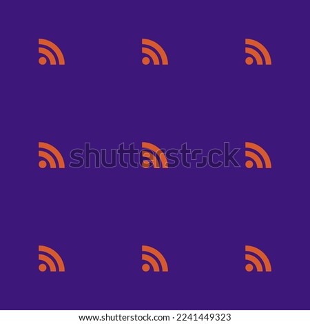Seamless repeating tiling rss flat icon pattern of persian indigo and flame color. Background for desktop.