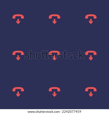 Seamless repeating tiling phone hangup flat icon pattern of charcoal and red-orange color. Design for pizza box.