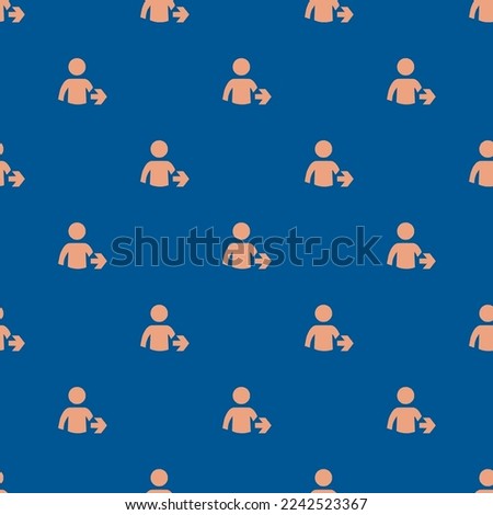 Seamless repeating tiling people arrow right flat icon pattern of usafa blue and dark salmon color. Background for presentation.