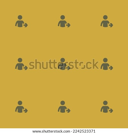 Seamless repeating tiling people arrow right flat icon pattern of satin sheen gold and umber color. Background for presentation.