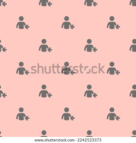 Seamless repeating tiling people arrow left flat icon pattern of unbleached silk and dim gray color. Background for home screen.