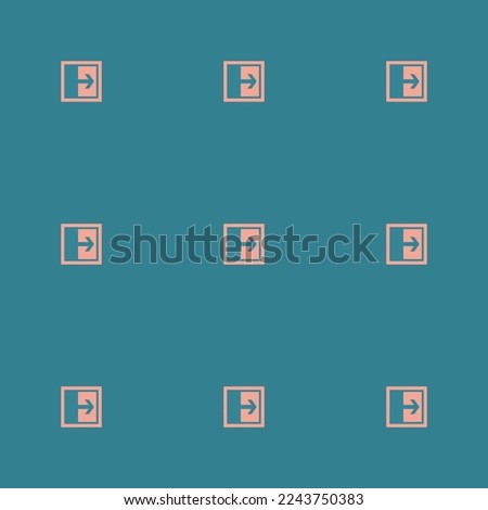 Seamless repeating tiling layout collapse right variant flat icon pattern of teal blue and light salmon pink color. Background for online meeting.