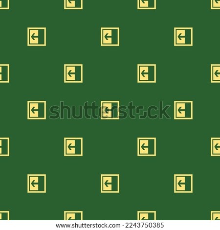 Seamless repeating tiling layout collapse left variant flat icon pattern of hunter green and mellow yellow color. Design for quiz.
