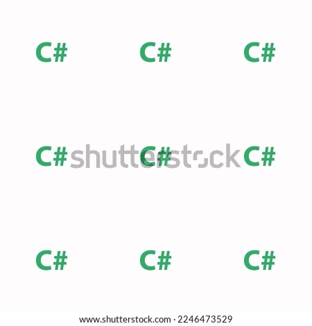 Seamless repeating tiling language csharp flat icon pattern of white smoke and medium sea green color. Design for brochure cover.