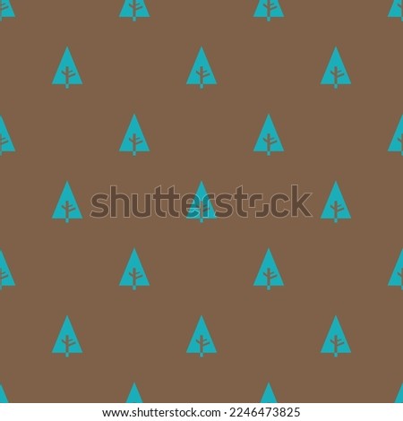 Seamless repeating tiling forrst flat icon pattern of raw umber and light sea green color. Design for quiz.