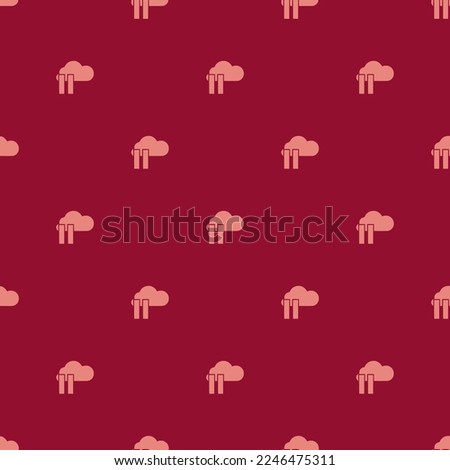 Seamless repeating tiling cloud pause flat icon pattern of vivid burgundy and light coral color. Design for pizza box.