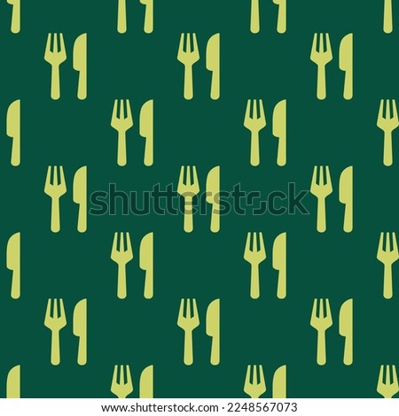 Seamless repeating tiling restaurant  flat icon pattern of sacramento state green and hansa yellow color. Background for presentation.