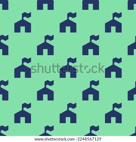 Seamless repeating tiling ranger station  flat icon pattern of pearl aqua and st. patrick's blue color. Design for brochure cover.