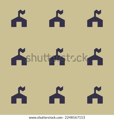 Seamless repeating tiling ranger station  flat icon pattern of tan and onyx color. Background for home screen.