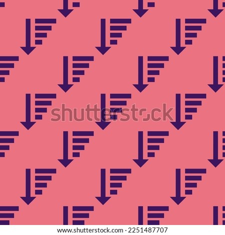 Seamless repeating tiling sort amount desc flat icon pattern of pale violet-red and persian indigo color. Background for logo design.