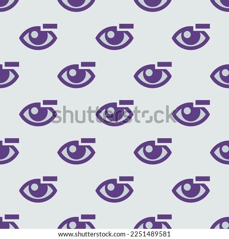 Seamless repeating tiling eye minus flat icon pattern of light gray and dark slate blue color. Background for story.